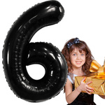 BALON NA 6 URODZINY FOLIOWY CYFRA SZEŚĆ CZARNY NA HEL POWIETRZE 100CM XXL