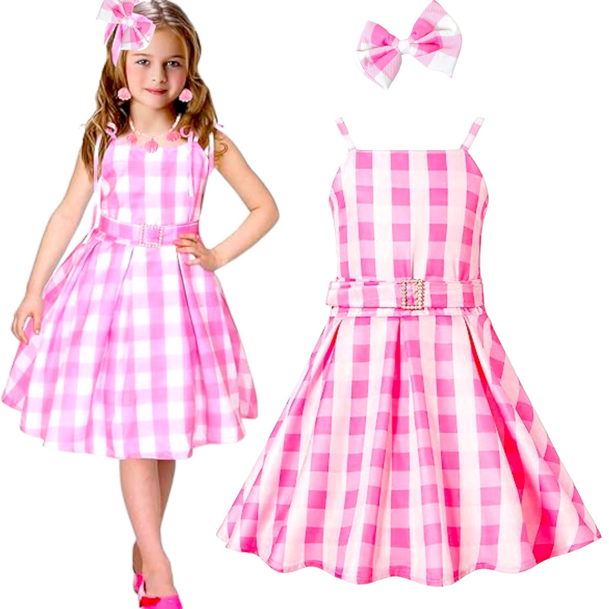 KOSTIUM BARBIE DLA DZIEWCZYNKI STRÓJ SUKIENKA KOKARDKA S 110-120 KARNAWAŁ