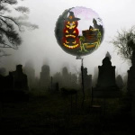 BALON NA IMPREZĘ HALLOWEEN DYNIA CZAROWNICA STRASZNY ZAMEK DUŻY 50CM