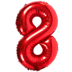 BALON FOLIOWY CYFRA 8 CZERWONY NA URODZINY IMPREZĘ JUBILEUSZ 100cm