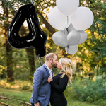 BALON NA 4 URODZINY FOLIOWY CYFRA 4 CZTERY CZARNY NA HEL POWIETRZE 100CM