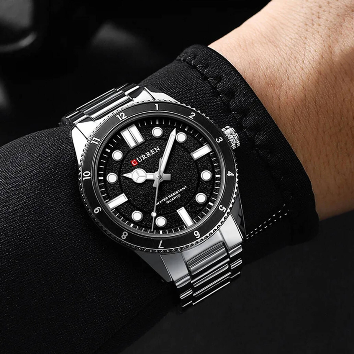 NOWOCZESNY ELEGANCKI ZEGAREK MĘSKI CURREN STAL NIERDZEWNA STYL DIVER KOLORY