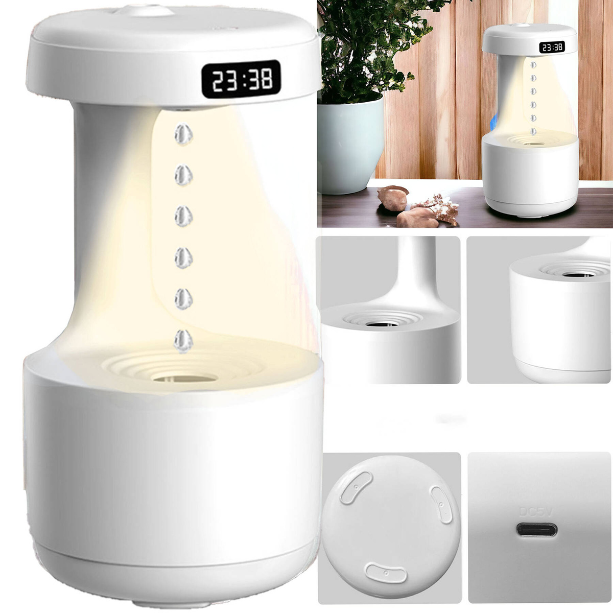 Nowoczesna Modna Lampka Antygrawitacyjna Wydajny Nawilżacz Zegarek 3w1 