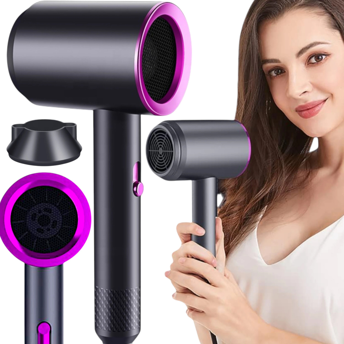 PROFESJONALNA SUSZARKA DO WŁOSÓW KONCENTRATOR JONIZACJA MEGA MOCNA 2000W