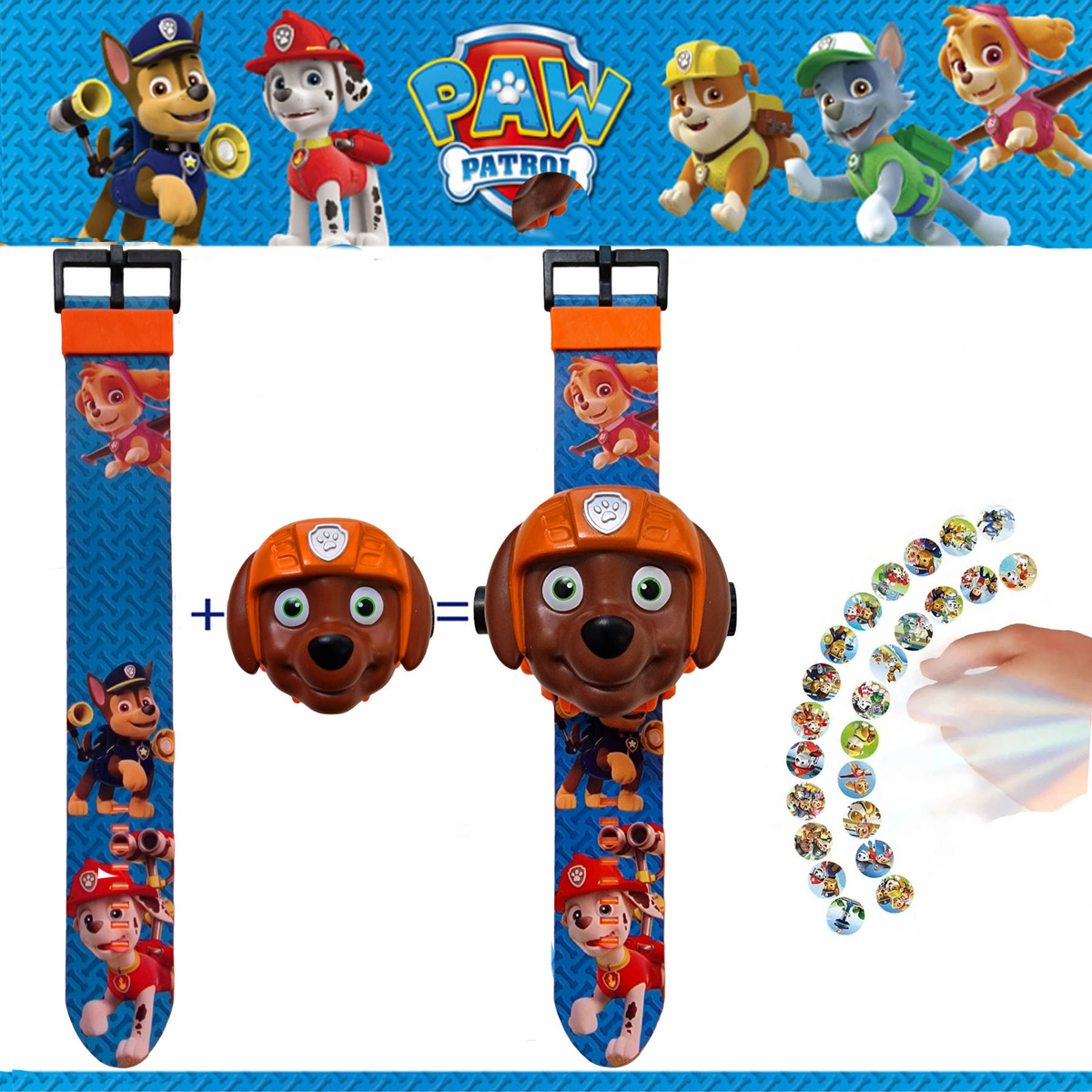 PSI PATROL ZEGAREK 3D Z PROJEKOTOREM ZUMA RZUTNIK PROJEKTOR WYŚWIETLA OBRAZ