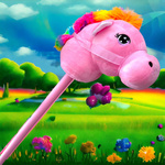 HOBBY HORSE KOŃ NA KIJU JEDNOROŻEC GŁOWA KONIA DŹWIĘK KONIK Z GRZYWĄ RŻY