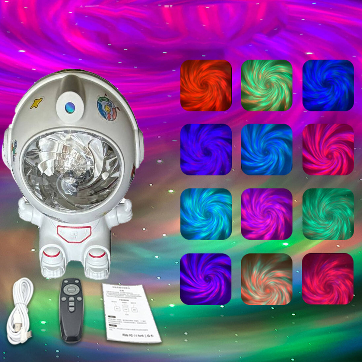 Projektor Gwiazd Astronauta Lampka Nocna z Rzutnikiem Kosmosu dla Dzieci