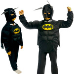 STRÓJ BATMAN PRZEBRANIE DLA CHŁOPCA NA BAL 3w1 GRUBY MIĘŚNIE MASKA KOSTIUM