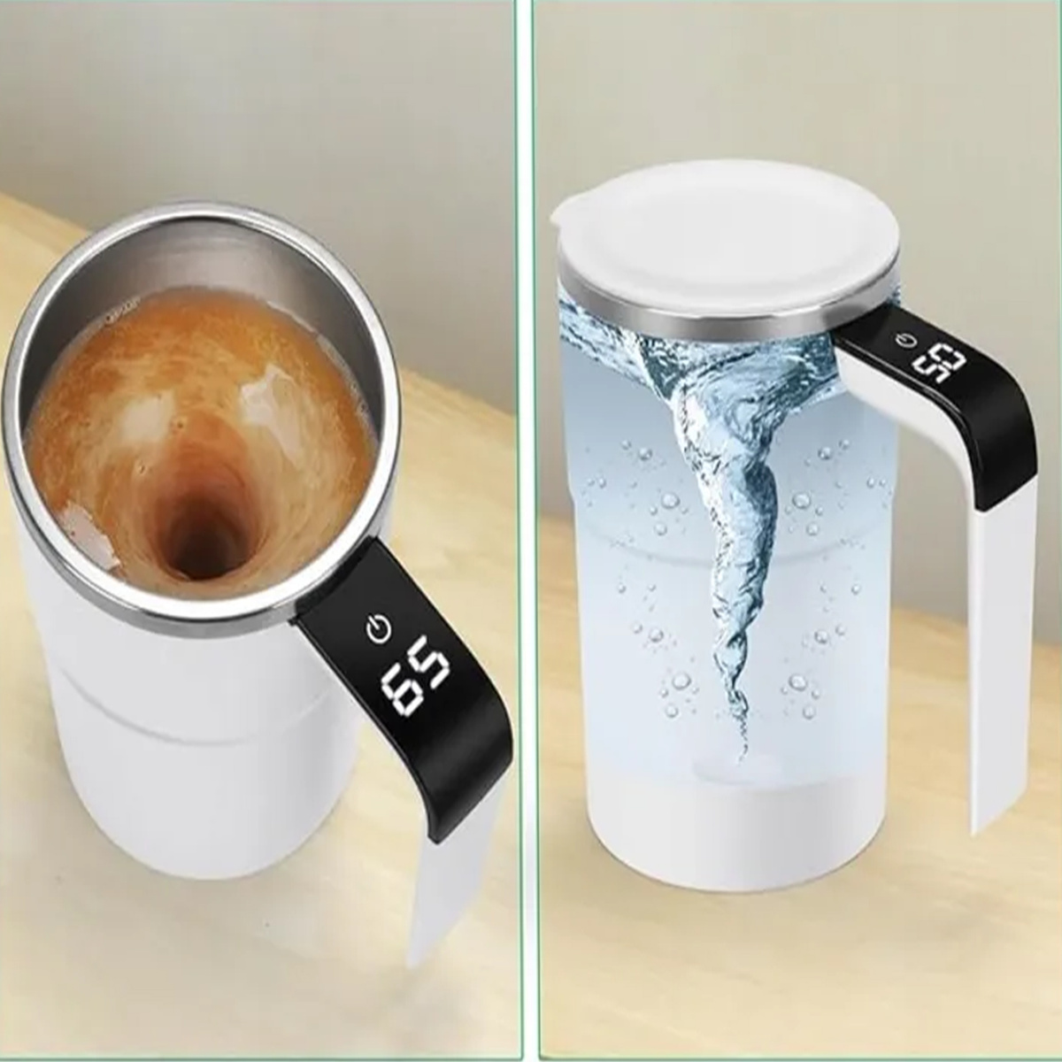 TERMOS Kubek termiczny automatyczny z mieszadłem LCD USB magnetyczny Smart czarny