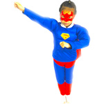 STRÓJ SUPERMAN PRZEBRANIE DLA CHŁOPCA BAL 3w1 GRUBY MIĘŚNIE MASKA KOSTIUM