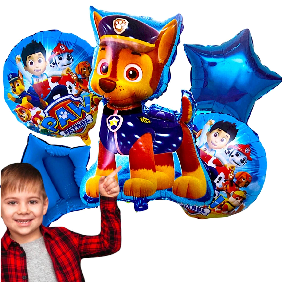 PSI PATROL BALONY ZESTAW 5 SZTUK BALON CHASE RYDER NA IMPREZĘ URODZINY