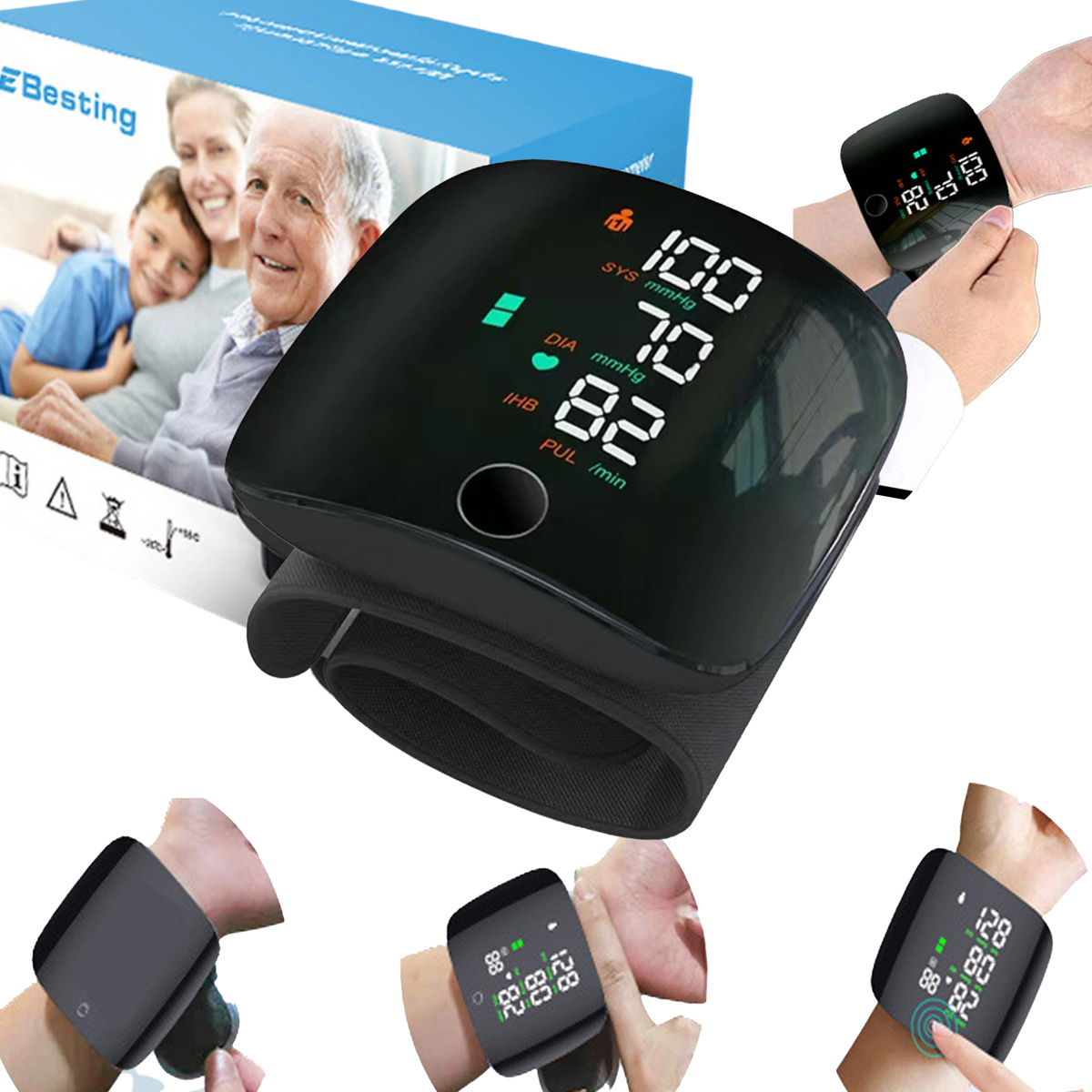 CIŚNIENIOMIERZ NADGARSTKOWY MÓWI ARYTMIA  ELEKTRONICZNY ETUI AKUMULATOR 