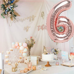 BALON FOLIOWY CYFRA 6 RÓŻOWE ZŁOTO NA URODZINY IMPREZĘ JUBILEUSZ 100cm