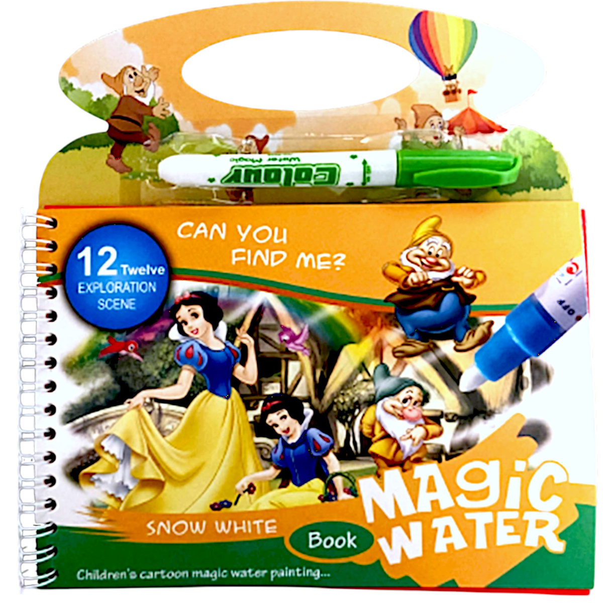 WODNA KOLOROWANKA KRÓLEWNA ŚNIEŻKA MAGICZNY FLAMASTER MAZAK 4 OBRAZKI