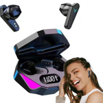 SŁUCHAWKI BEZPRZEWODOWE BLUETOOTH DOUSZNE DOKANAŁOWE GAMINGOWE CZARNE ETUI