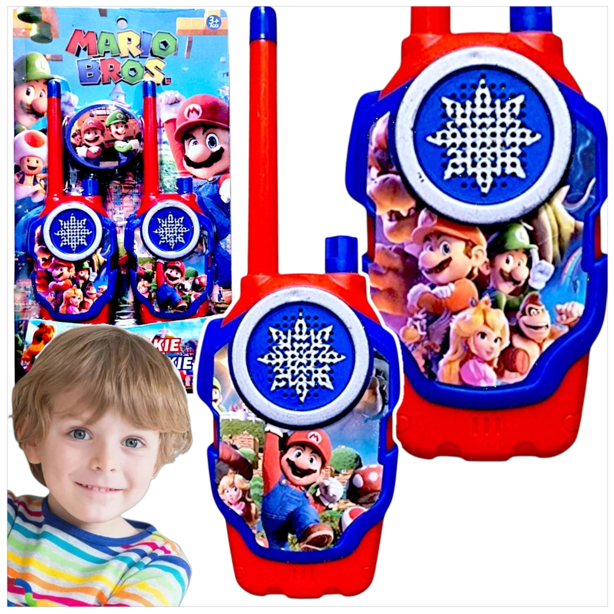 SUPER MARIO WALKIE TALKIE ŁOKI TOKI DWIE KRÓTKOFALÓWKI 2x SŁUCHAWKA 