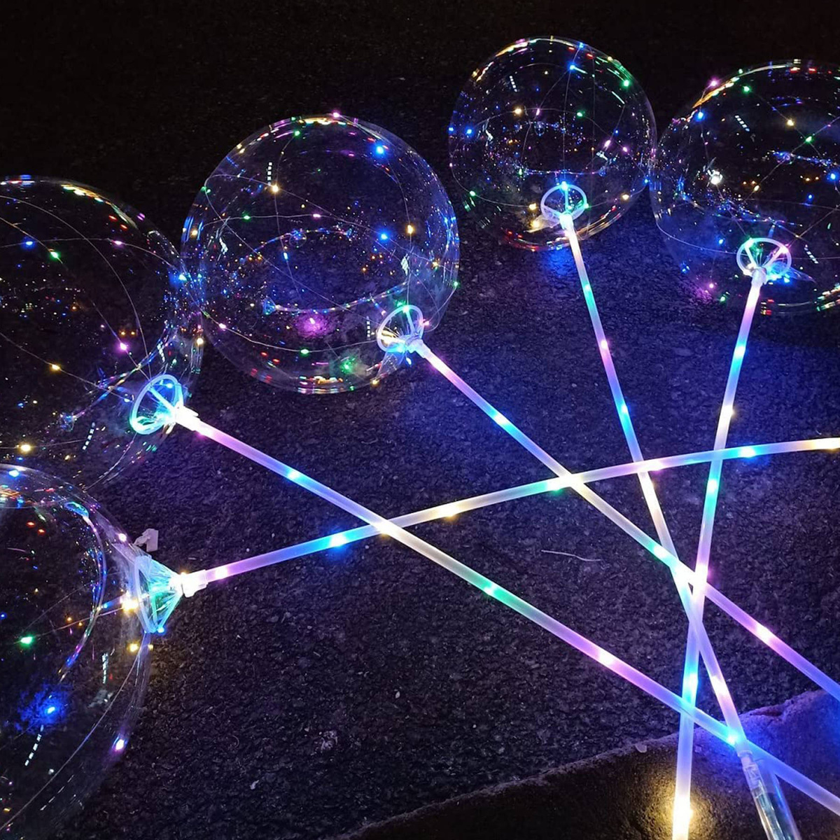 KOLOROWY BALON LED ŚWIECĄCY DUŻY MOCNY ŚWIATEŁKA NA PATYKU DEKORACJA ŚWIECI