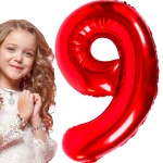BALON FOLIOWY CYFRA 9 CZERWONY URODZINOWY NA URODZINY JUBILEUSZ 80cm
