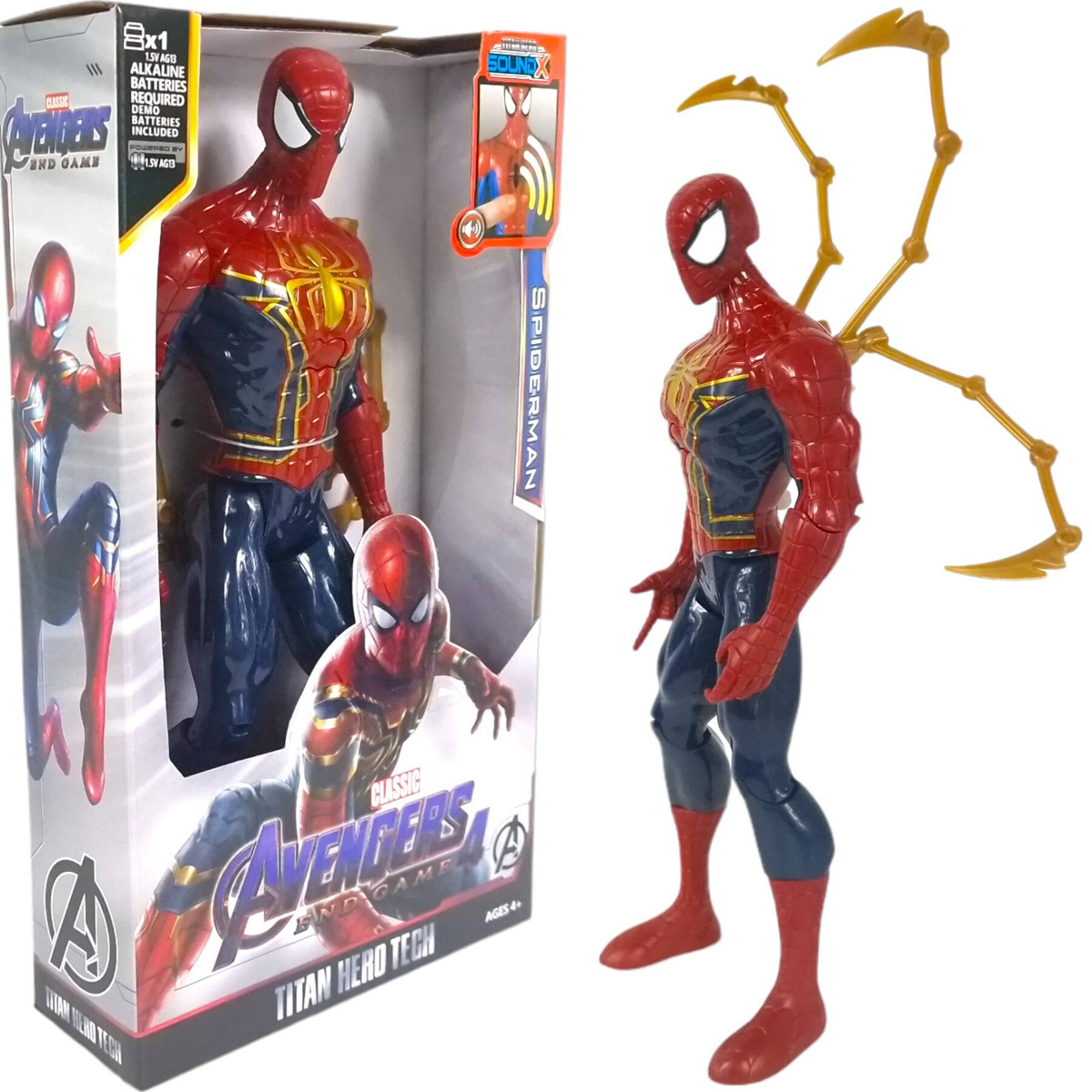DUŻA FIGURKA INTERAKTYWNA SPIDERMAN RUCHOMA ŚWIECI DŹWIĘK SKRZYDŁA XXL 30CM