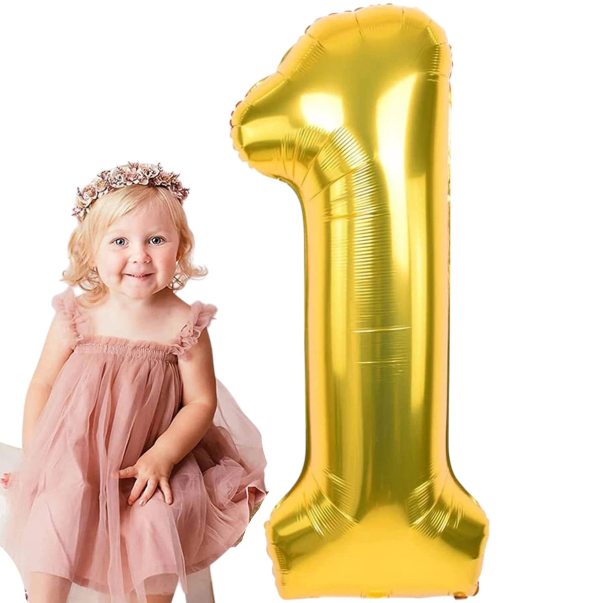 BALON FOLIOWY CYFRA 1 JEDEN ZŁOTY NA URODZINY IMPREZĘ JUBILEUSZ 100cm