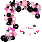 BALONY RÓŻOWO CZARNA GIRLANDA BALONOWA CZARNE RÓŻOWE FUKSJA KONFETTI 95el