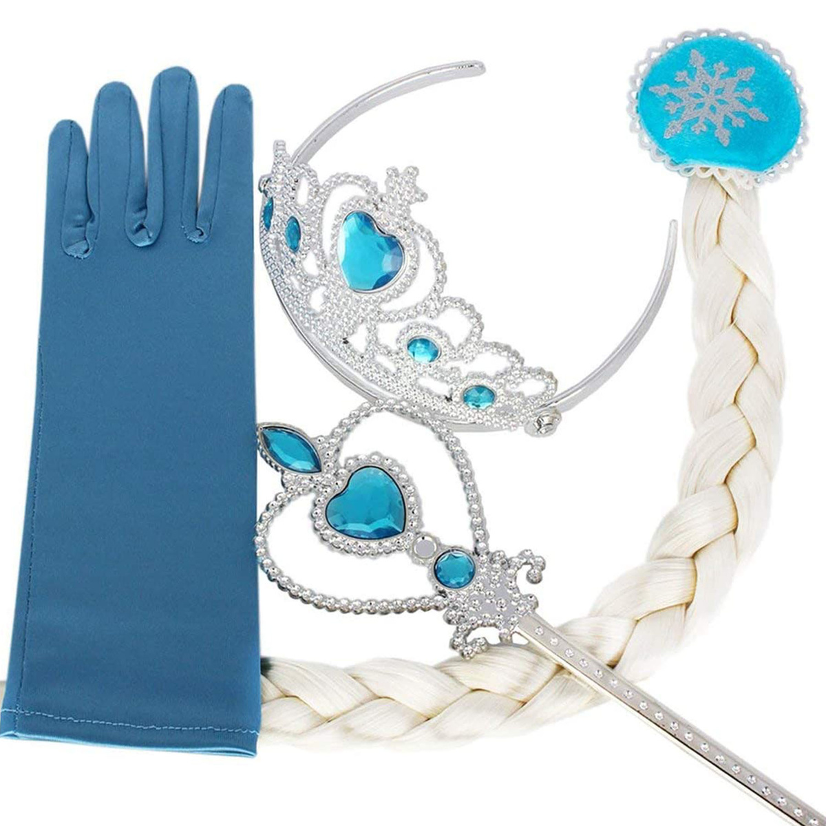 STRÓJ KRAINA LODU ELZA 4w1 WARKOCZ RĘKAWICZKI TIARA RÓŻDŻKA PRZEBRANIE 