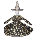 STRÓJ DLA DZIEWCZYNKI NA HALLOWEEN NA BAL PELERYNA KAPELUSZ SUKIENKA 2w1 S