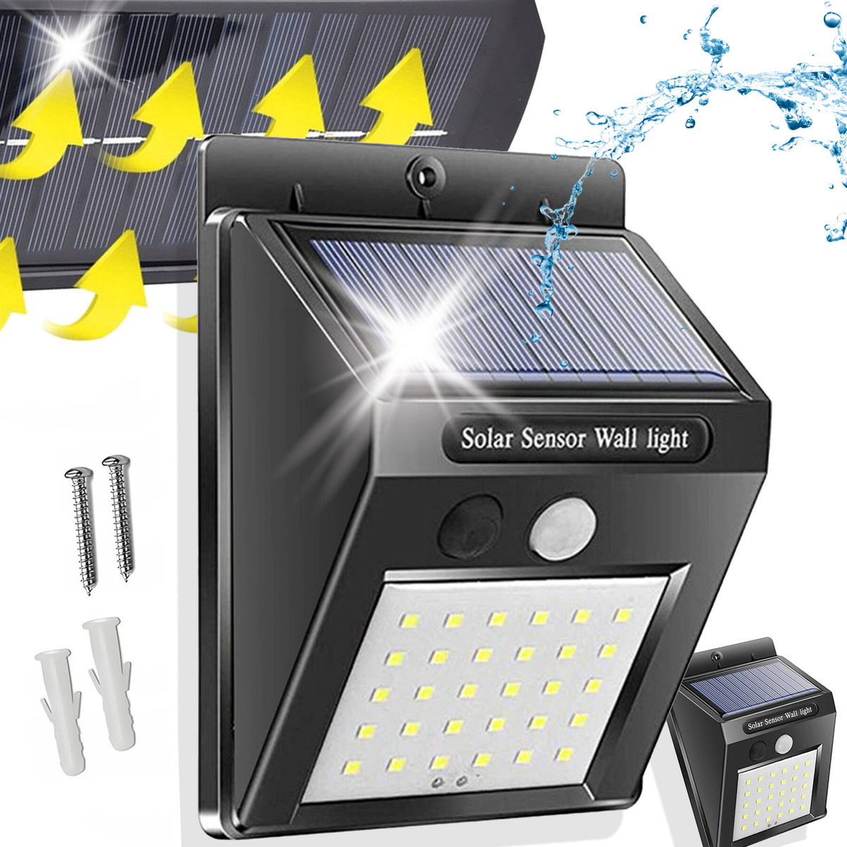 Lampa Solarna z Czujnikiem Ruchu i Zmierzchu 20 LED Czujka Do Elewacji