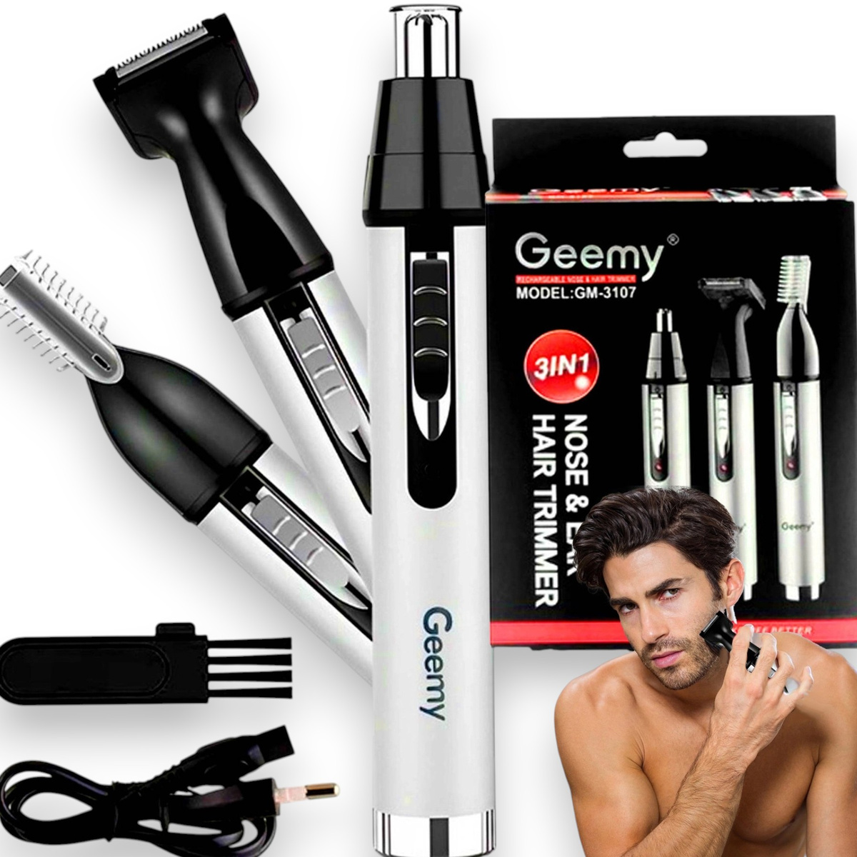 TRYMER MASZYNAKA DO GOLENIA BRODY BRWI NOSA I USZU 3W1 GEEMY NA WALENTYNKI