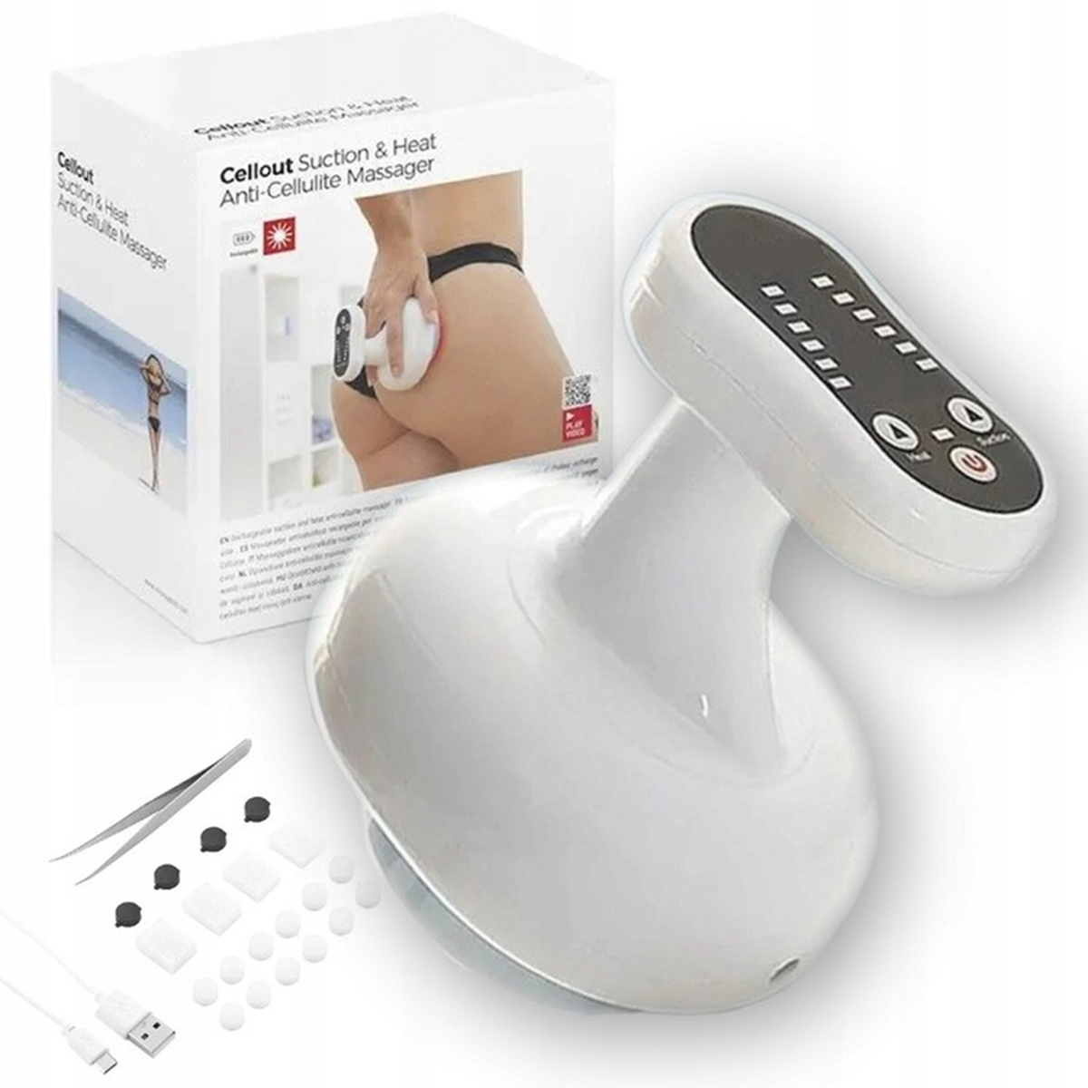 MASAŻER PRÓŻNIOWY ANTYCELLULITOWY GRZANIE WYSZCZUPLANIE BEZPRZEWODOWY USB