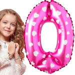 BALON FOLIOWY CYFRA 0 RÓŻOWY W SERCA NA URODZINY IMPREZĘ DLA DZIECI 100cm