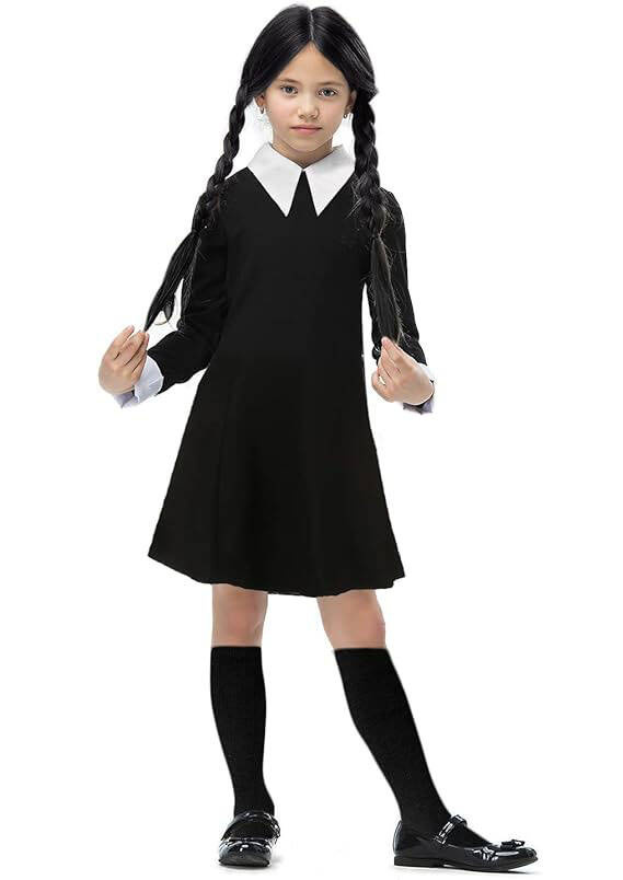 STRÓJ WEDNESDAY ADDAMS SUKIENKA NA IMPREZĘ PRZEBRANIE NA HALLOWEEN rozm S