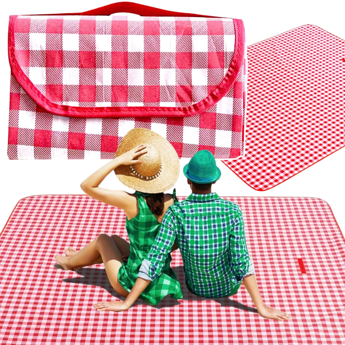 MATA PIKNIKOWA NA PLAŻĘ KOC BIWAKOWY WODOODPORNA PRZENOŚNA DUŻA 2x2m KRATA