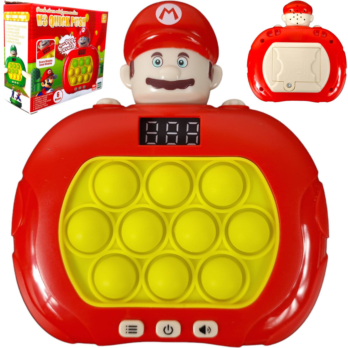 KONSOLA POP IT SUPER MARIO GRA ELEKTRONICZNA ANTYSTRESOWA 999 POZIOMÓW LCD