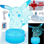 LAMPKA LED USB 3D PILOT PIKACHU KOLORY RGB DLA DZIECI NA PREZENT DO POKOJU