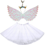 STRÓJ JEDNOROŻEC PRZEBRANIE DLA DZIEWCZYNKI SKRZYDŁA OPASKA SPÓDNICA PEGAZ