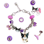 ZESTAW DO ROBIENIA BRANSOLETEK BIŻUTERII DLA DZIECI KUROMI FIOLET KUFEREK