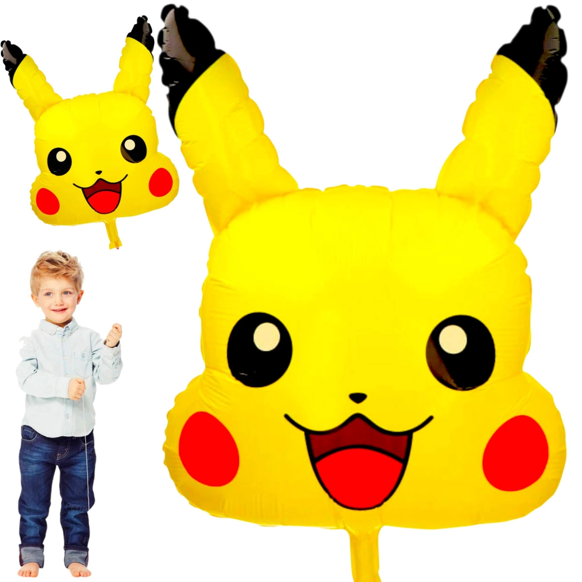 DUŻY BALON FOLIOWY POKEMON PIKACHU NA URODZINY DLA DZIECI DUŻY 74cm 