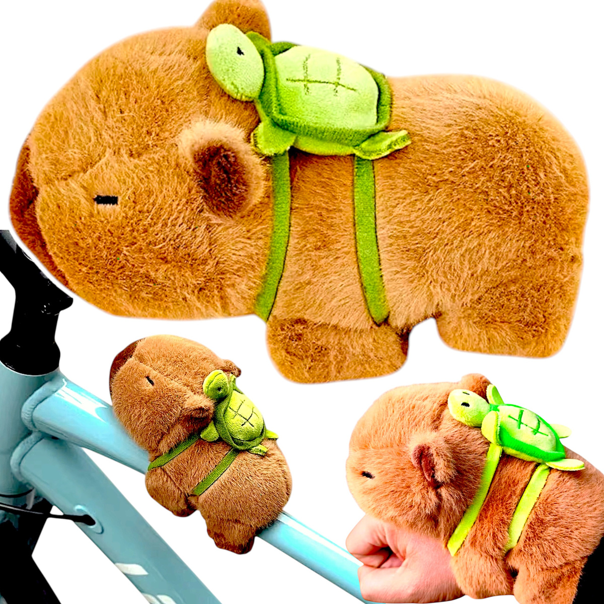 MASKOTKA KAPIBARA NA RĘKĘ Z PLECAKIEM CAPIBARA PLUSZAK PRZYTULANKA OPASKA