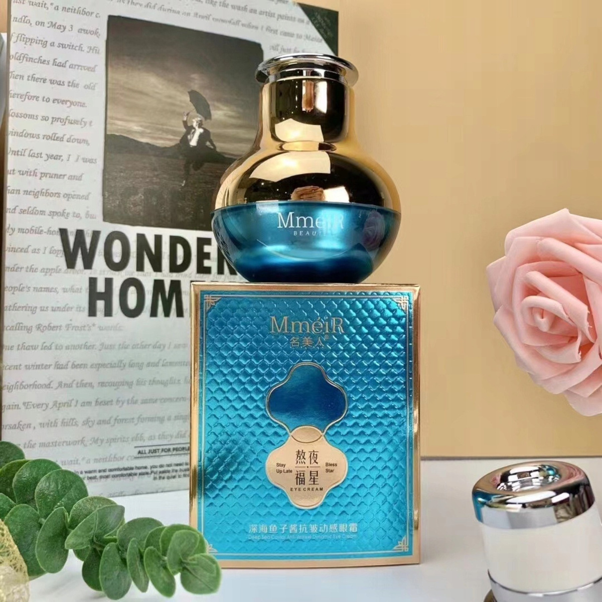 MMEIR LUKSUSOWY KREM POD OCZY Z KAWIOREM 50g+MASAŻER INTENSYWNA REGENERACJA