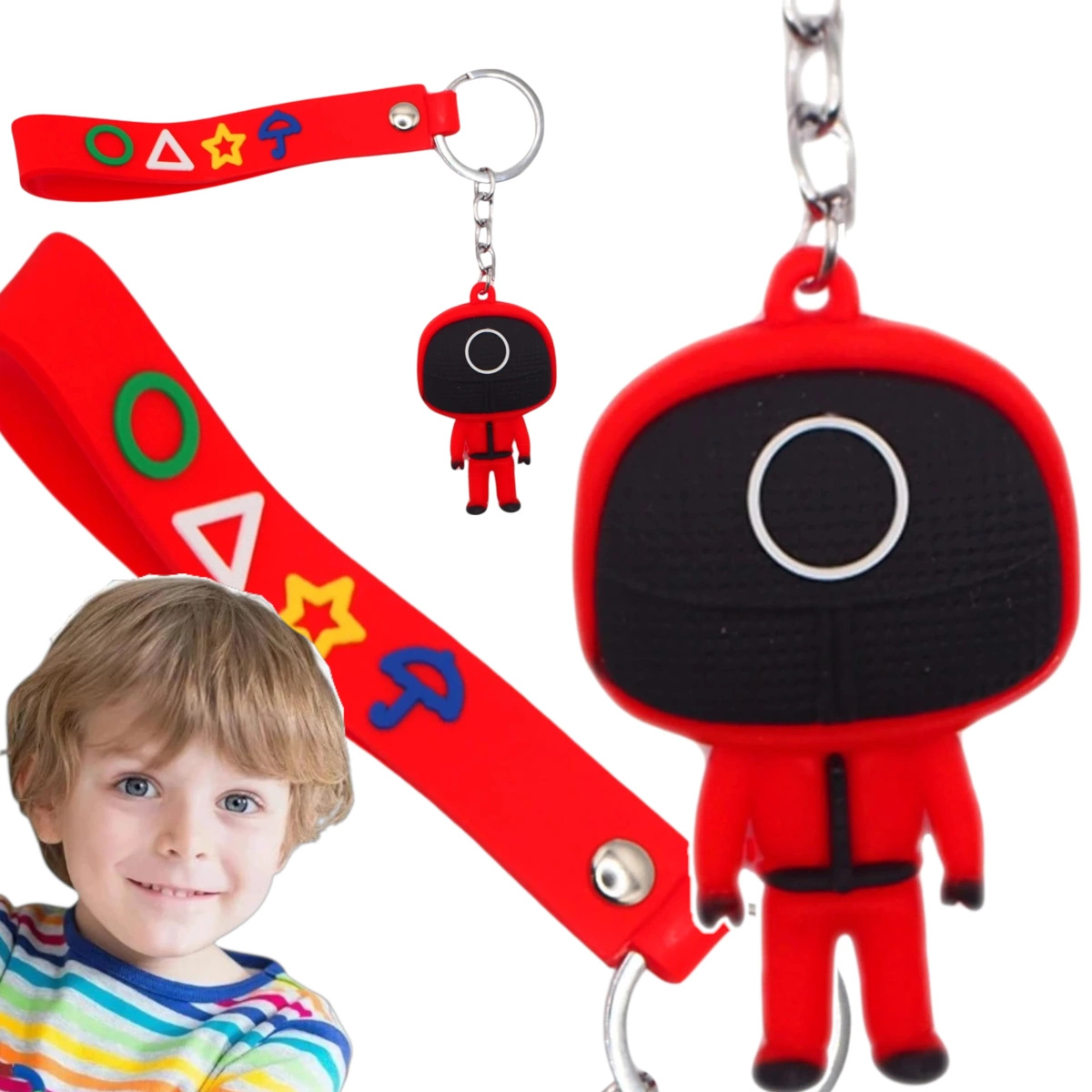 BRELOCZEK DO KLUCZY Z FILMU SQUID GAME STRAŻNIK KOŁO WISIOREK GUMOWY 