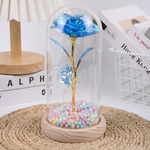 WIECZNA RÓŻA W SZKLE PREZENT NA WALENTYNKI ŚWIECĄCA LED PUDEŁKO PREZENT