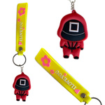 SQUID GAME BRELOCZEK DO KLUCZY STRAŻNIK KWADRAT WISIOREK GUMOWY 