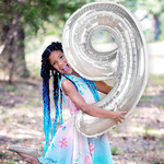 BALON FOLIOWY CYFRA 9 SREBRNY URODZINOWY NA URODZINY JUBILEUSZ 40cm