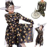 STRÓJ DLA DZIEWCZYNKI NA HALLOWEEN NA BAL PELERYNA KAPELUSZ SUKIENKA 2w1 M