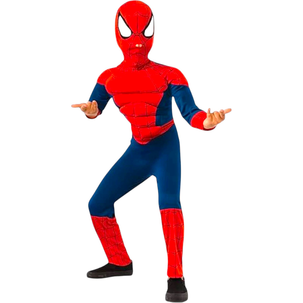 STRÓJ SPIDERMAN PRZEBRANIE DLA CHŁOPCA BAL 3w1 GRUBY MIĘŚNIE MASKA KOSTIUM