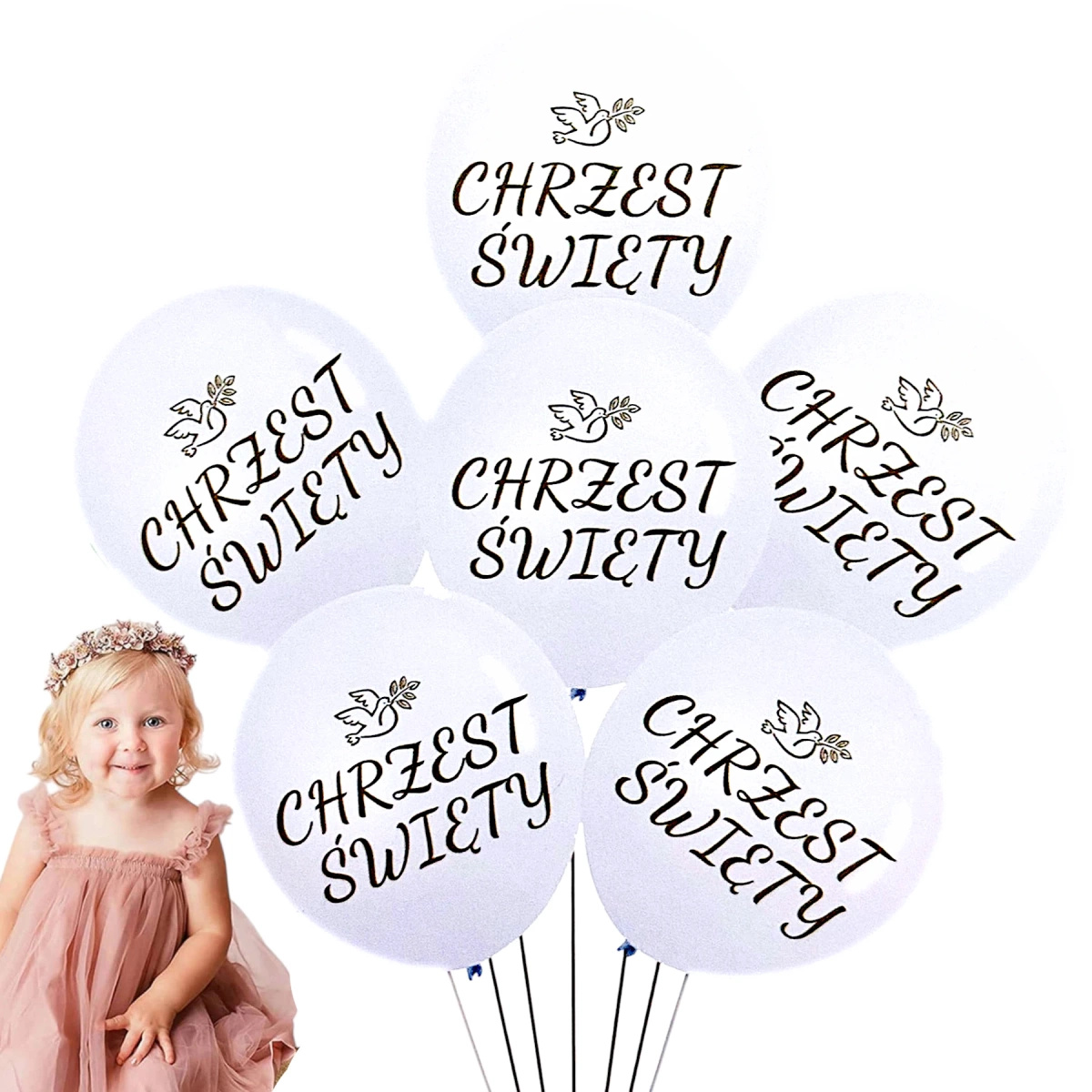 ZESTAW BALONÓW NA CHRZCINY KOLOR BIAŁY 6 SZTUK 25cm BALONY NA CHRZEST