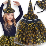 PRZEBRANIE DLA DZIECI HALLOWEEN STRÓJ WIEDŹMY DYNIA OPASKA + SPÓDNICZKA 2W1