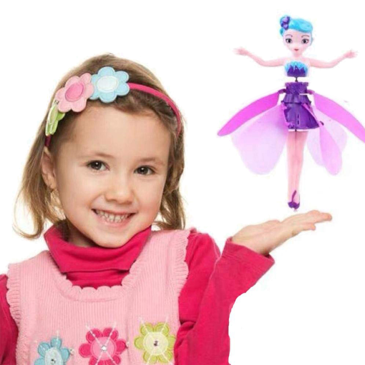 Latająca Lalka Magiczna Wróżka Kwiatowa Sterowana Ręką Dłonią USB