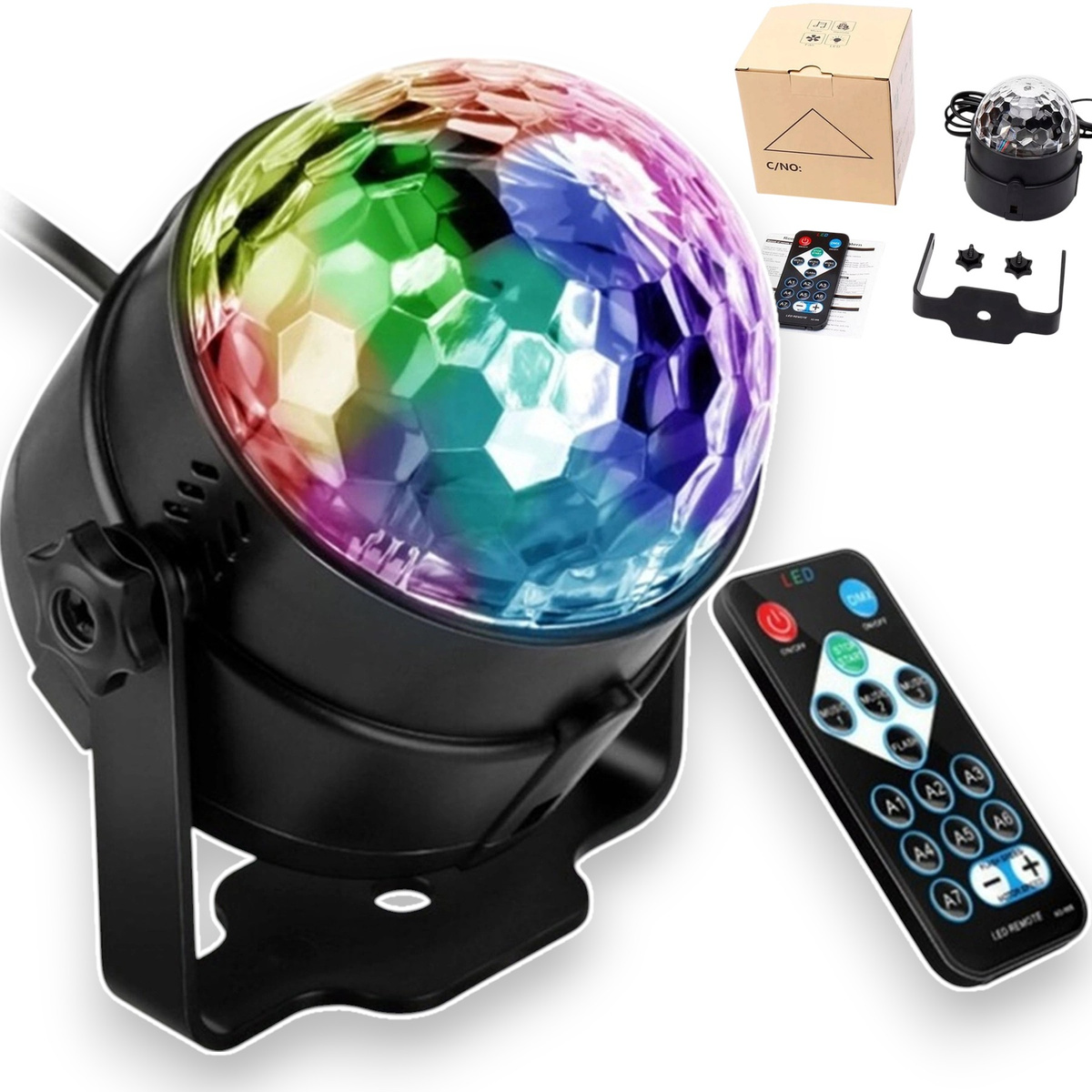 KULA DISCO PROJEKTOR RGB LED DYSKOTEKOWY REFLEKTOR NA IMPREZĘ LASER   PILOT